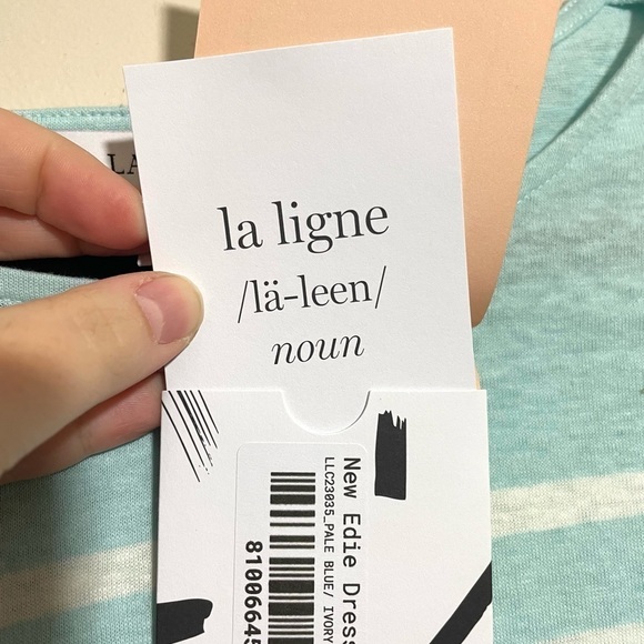 LA LIGNE NWT Edie Knit Dress Pale Blue and Ivory 100% cotton size medium - Picture 12 of 12